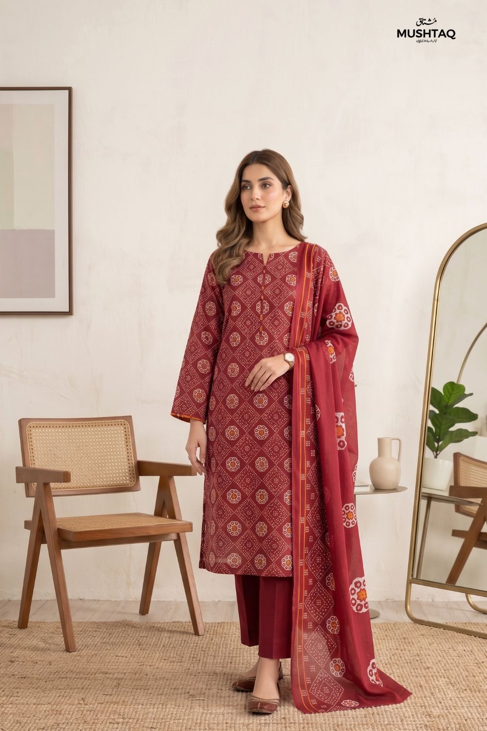Mushtaq 3Pcs Unstitched Printed Lawn Suit Shanoor Collection Desgin - 1