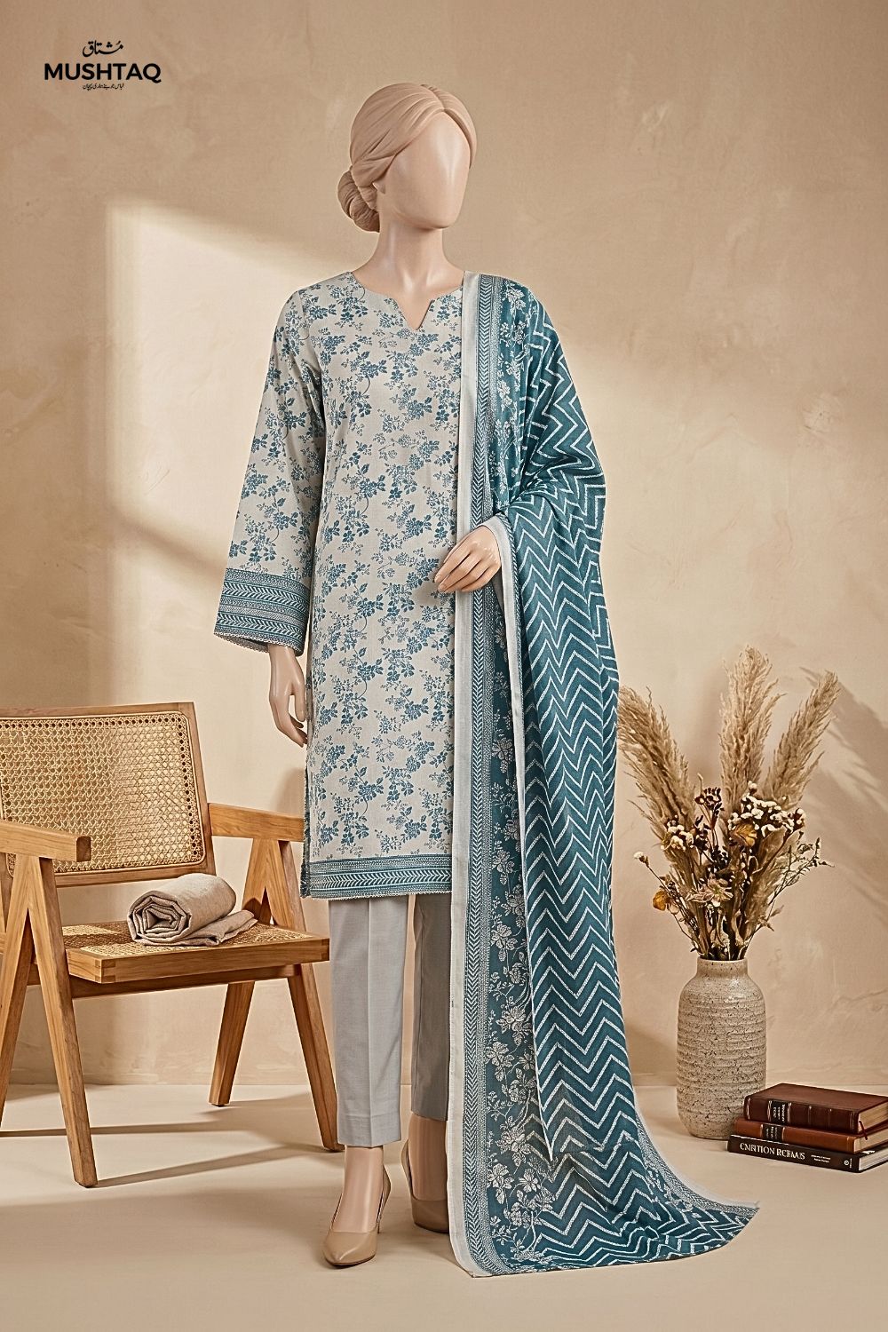 Mushtaq Zimal Collection 3Pcs Unstitched Printed Lawn Desgin - 1