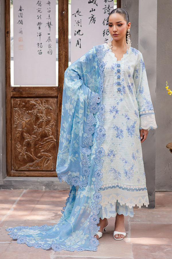 Bloom by Nureh Unstitched Embroidered Lawn 3 Piece Suit NU26UBL BL-09 - Festive Collection