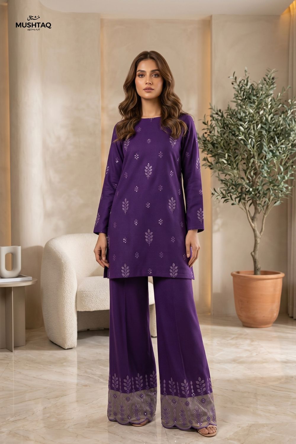 Mushtaq 2Pcs Unstitched Embroidered Marina Aroosa Collection Desgin - 1