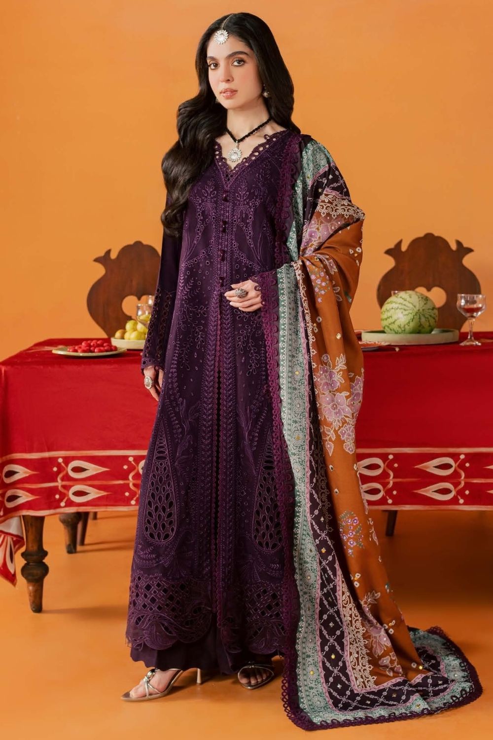 Nureh 3Pcs Unstitched Embroidered Leather Peach Collection NE-288