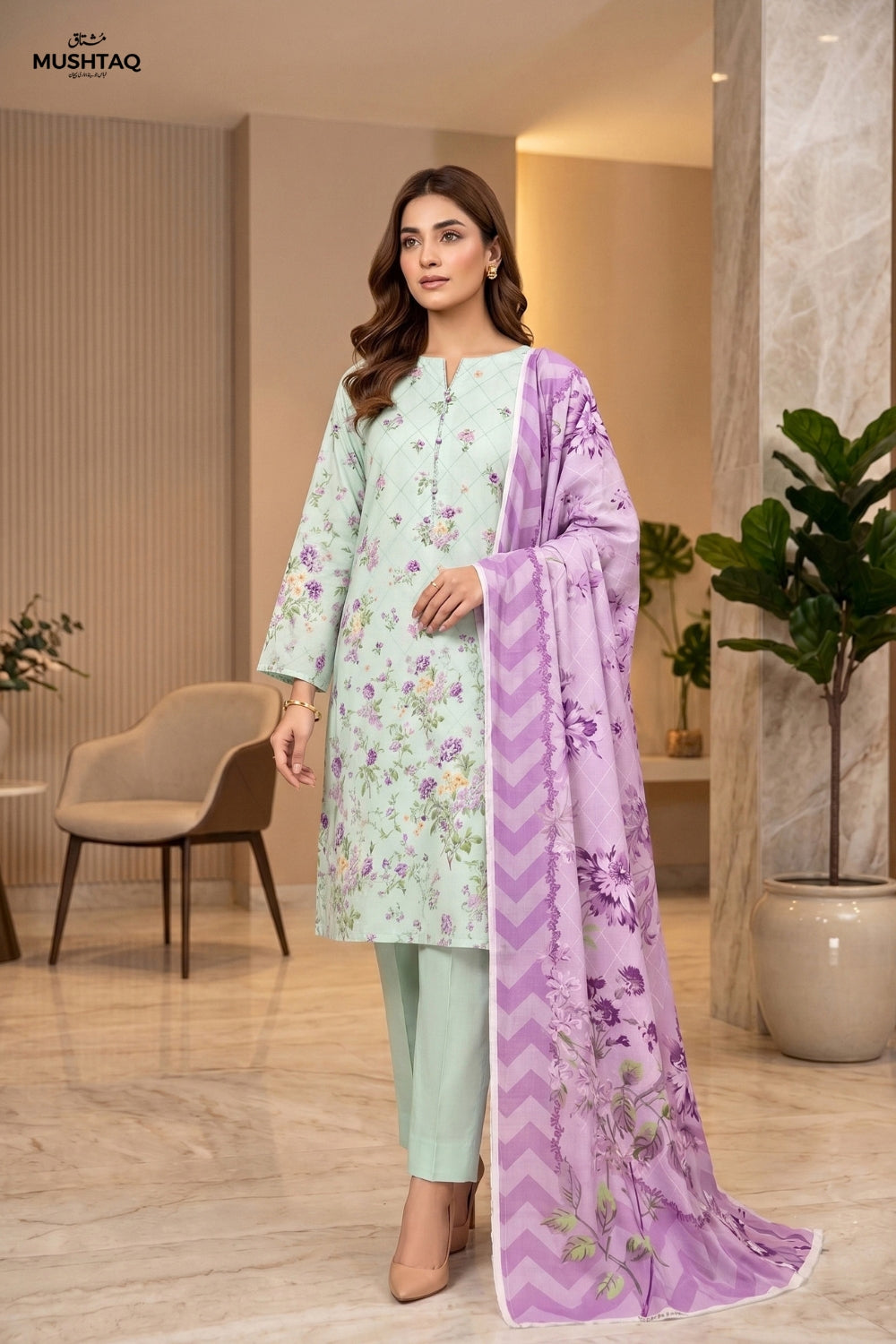 Mushtaq 3Pcs Unstitched Karandi Sajal Collection Desgin - 1