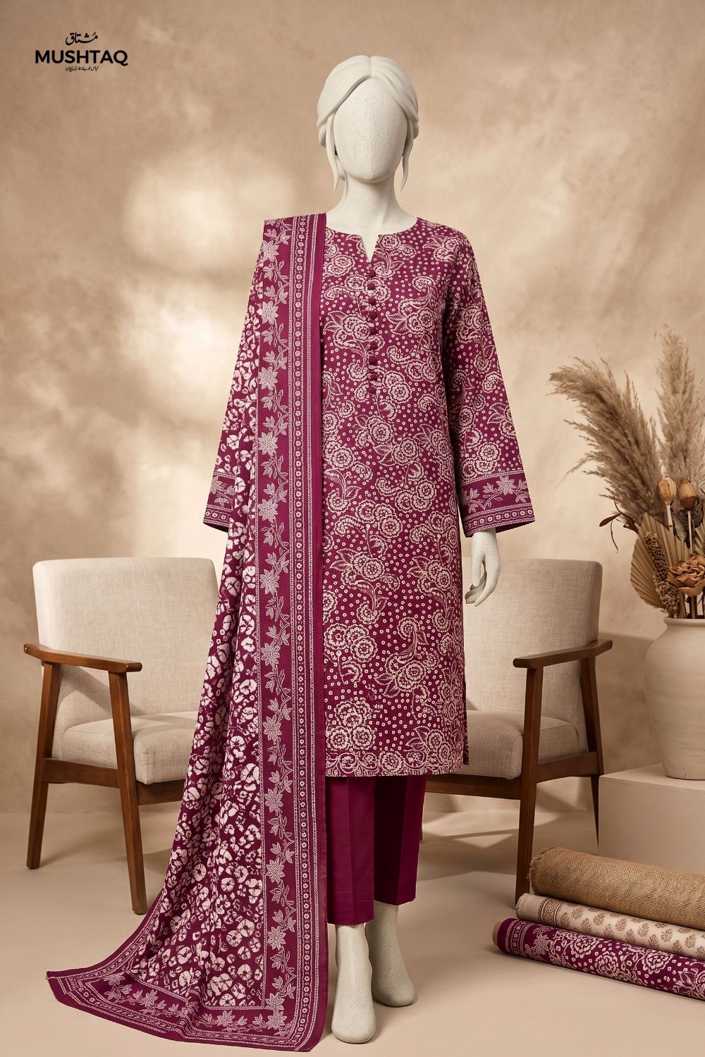 Mushtaq Rawaa Collection 3Pcs Unstitched Printed Lawn Desgin - 1