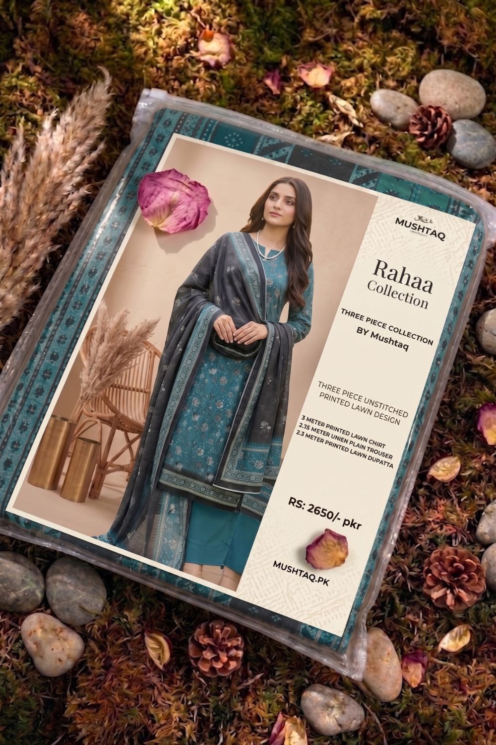 Mushtaq 3Pcs Unstitched Printed Lawn Rahaa Collection Desgin - 1