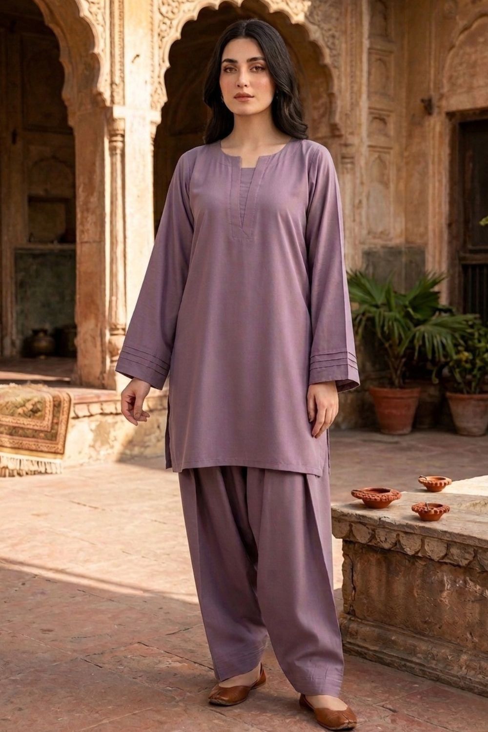 2Pcs Solid Lawn Collection By Mushtaq Desgin - 1