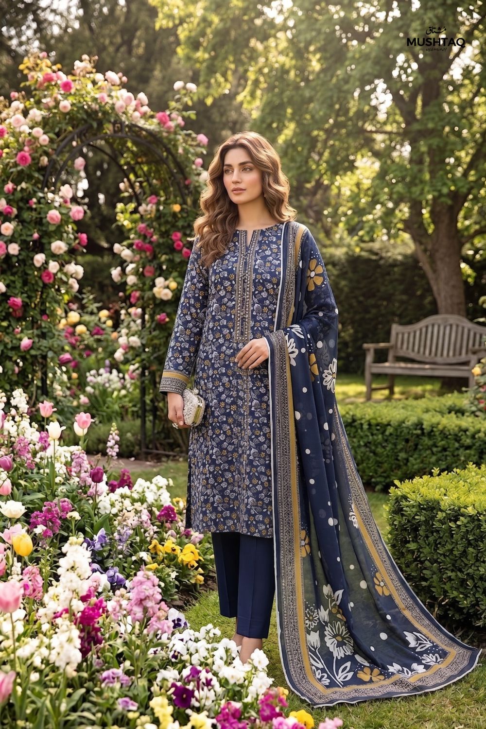 Mushtaq 3Pcs Unstitched Printed Lawn Alizy Collection Desgin - 7