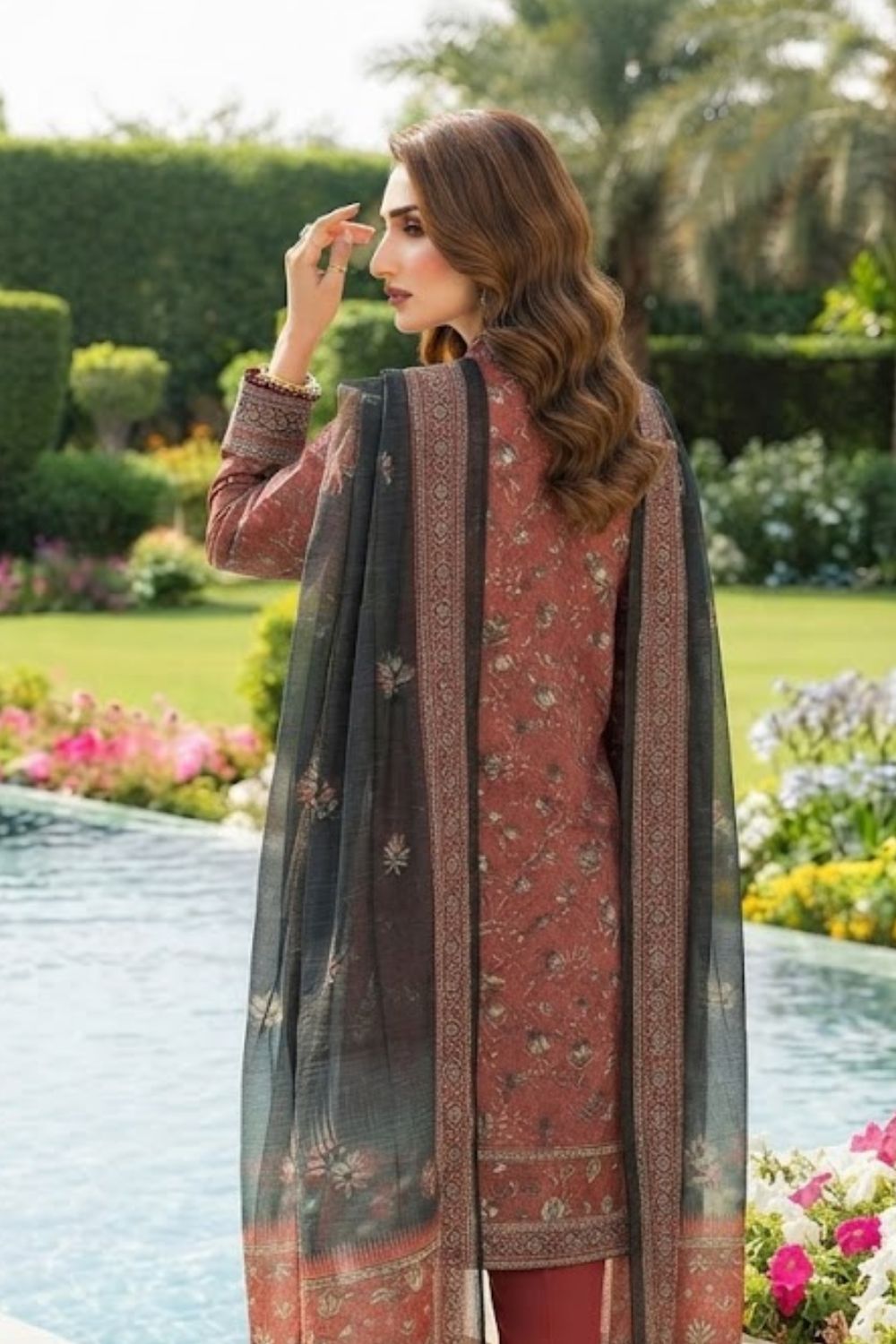 Mushtaq 3Pcs Unstitched Printed Lawn Aizal Collection Desgin - 5