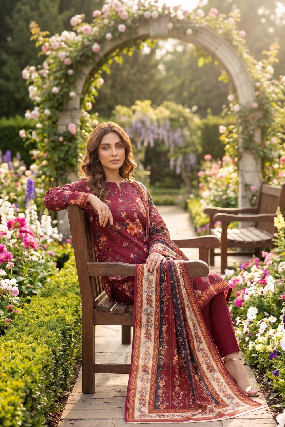 Mushtaq 3Pcs Unstitched Printed Lawn Suit Emaan Collection Desgin - 7