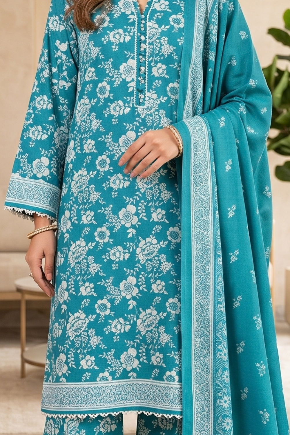 Mushtaq 3Pcs Unstitched Printed Khaddar Eira Collection Desgin - 7