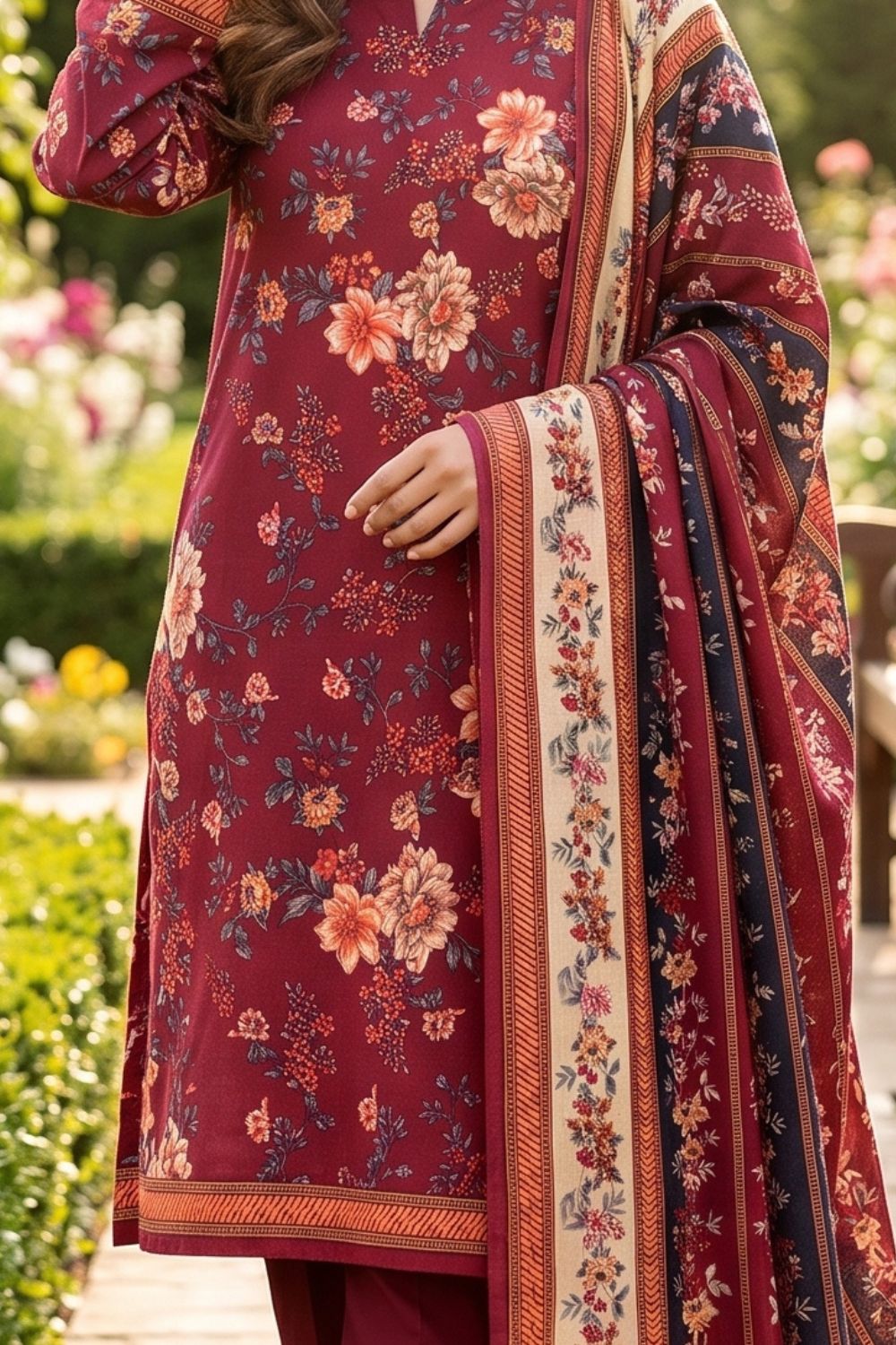 Mushtaq 3Pcs Unstitched Printed Lawn Suit Emaan Collection Desgin - 7