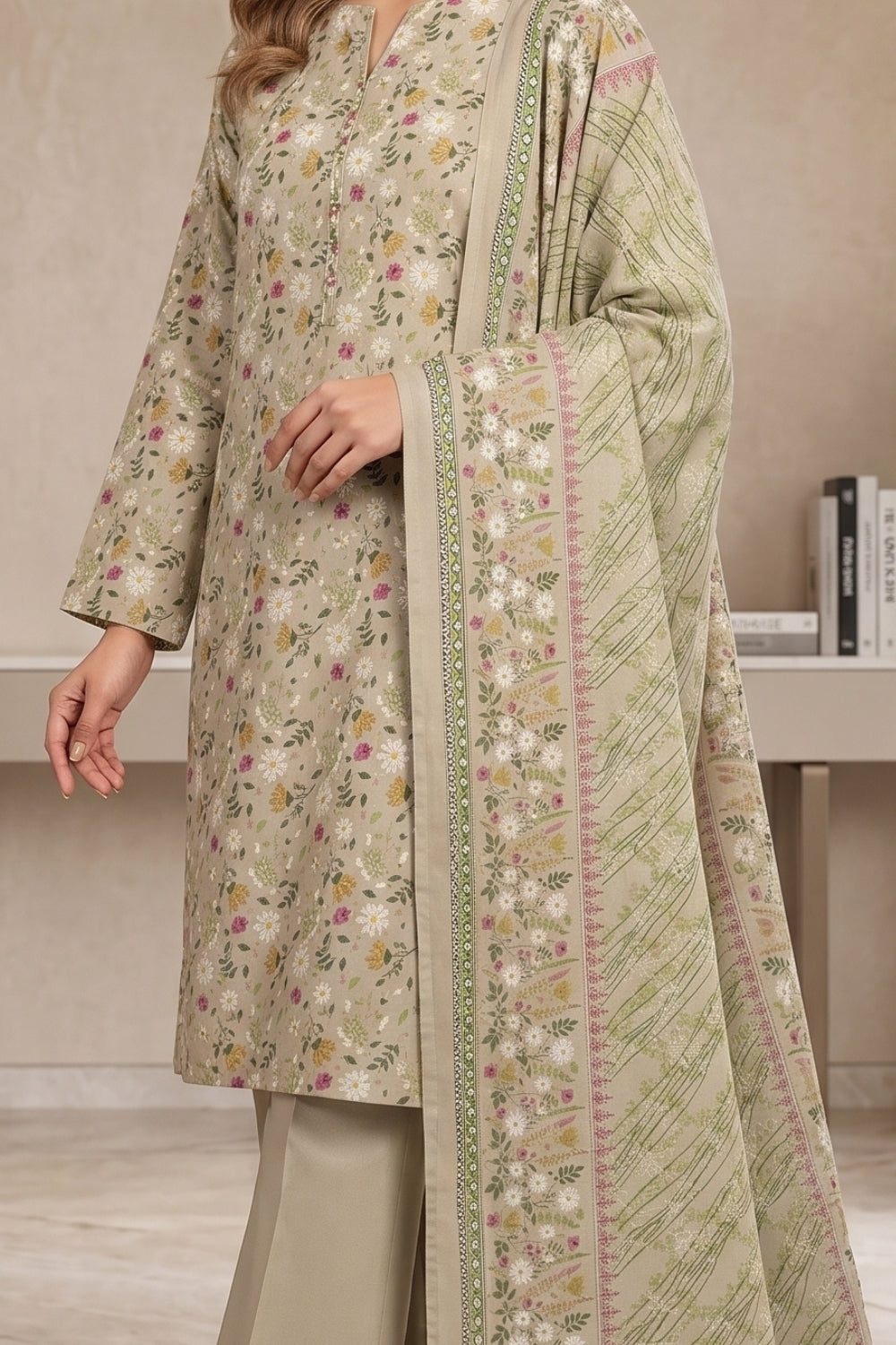 Mushtaq 3Pcs Unstitched Cotton Bella Kt Collection Desgin - 7
