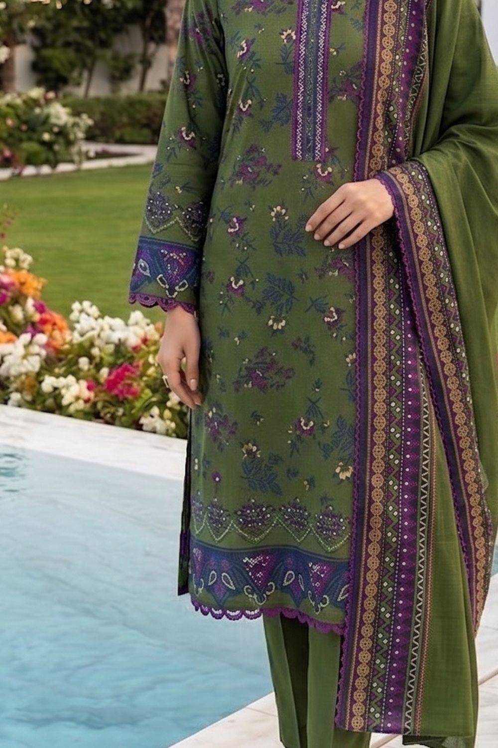 Mushtaq 3Pcs Unstitched Printed Lawn Sapphire Collection Desgin - 17