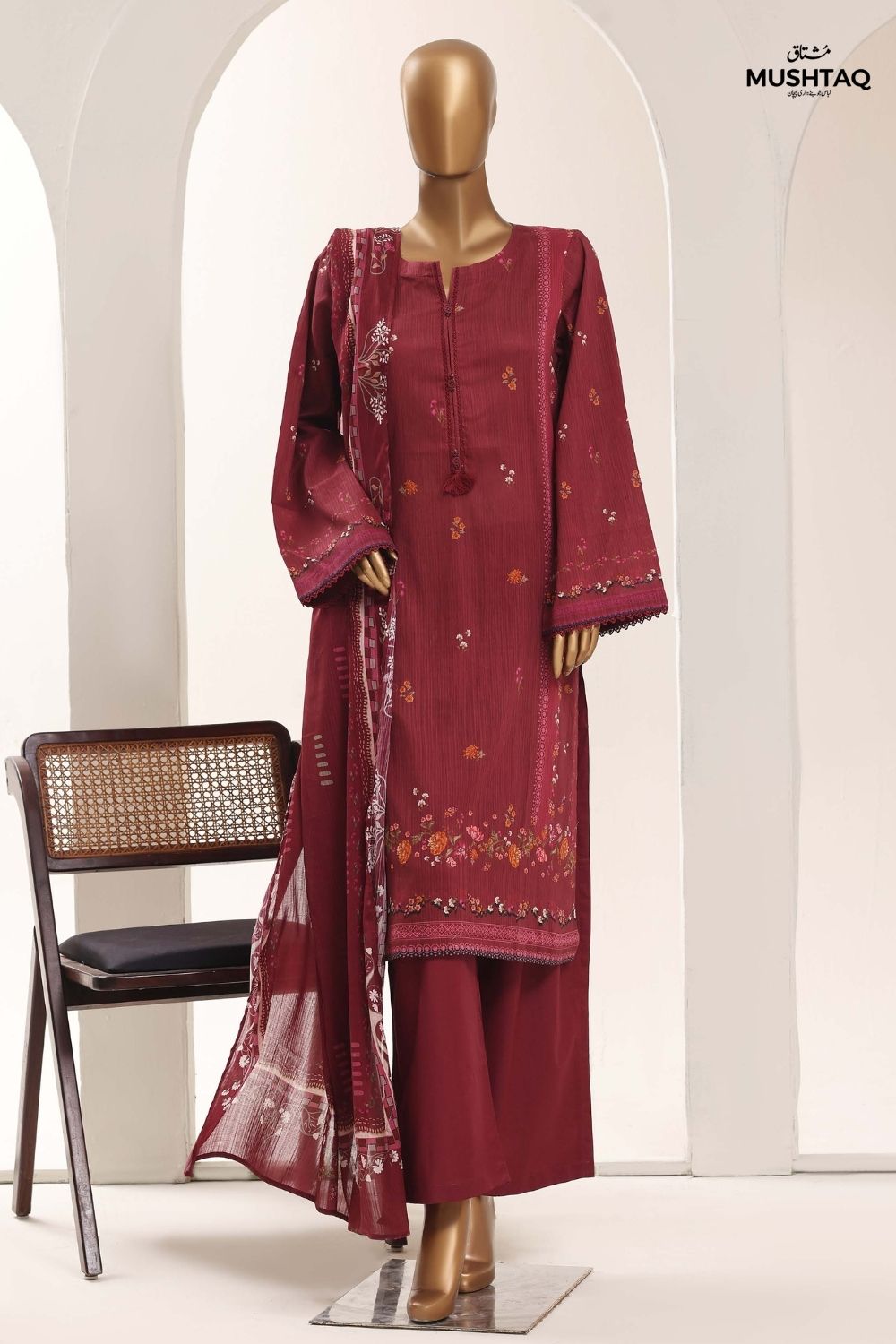 Mushtaq 3Pcs Unstitched Printed Lawn Sadabahar Collection Desgin - 11