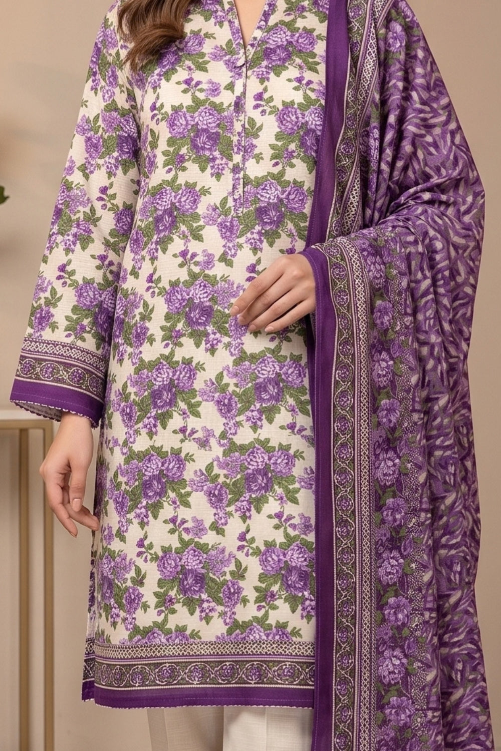 Mushtaq 3Pcs Unstitched Printed Khaddar Zariya Collection Desgin - 7