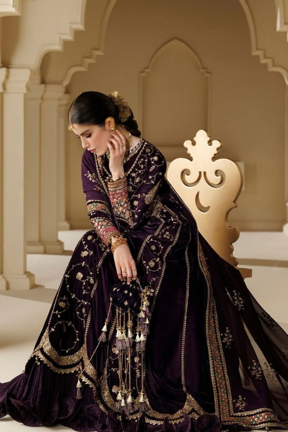 Jazmin Chandni 3 Piece Unstitched Embroidered Velvet Suit CVF26-D03