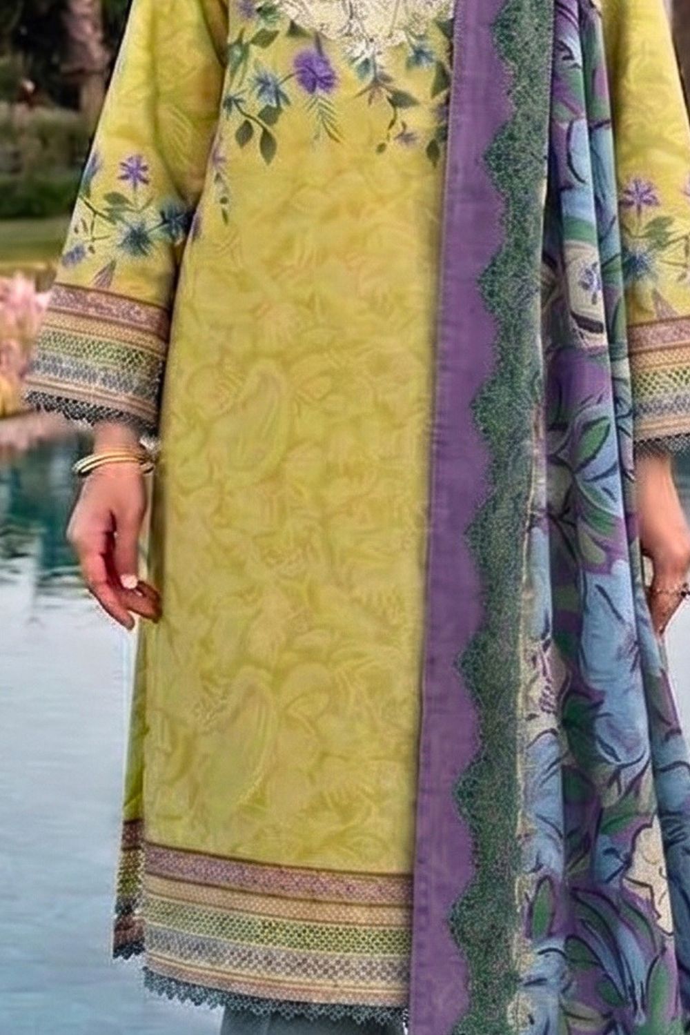 Mushtaq 3Pcs Unstitched Printed Lawn Sapphire Collection Desgin - 18
