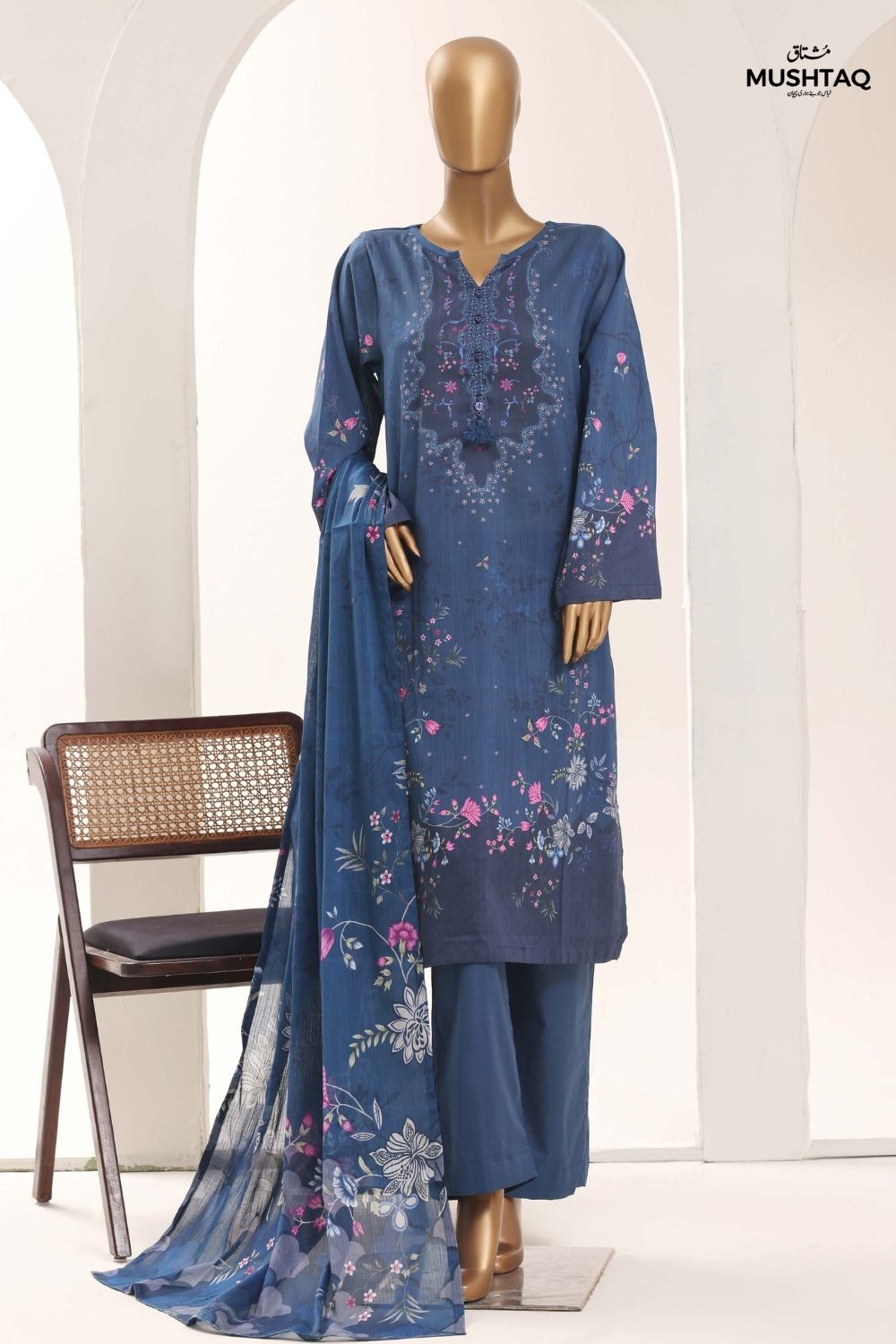 Mushtaq 3Pcs Unstitched Printed Lawn Sadabahar Collection Desgin - 13