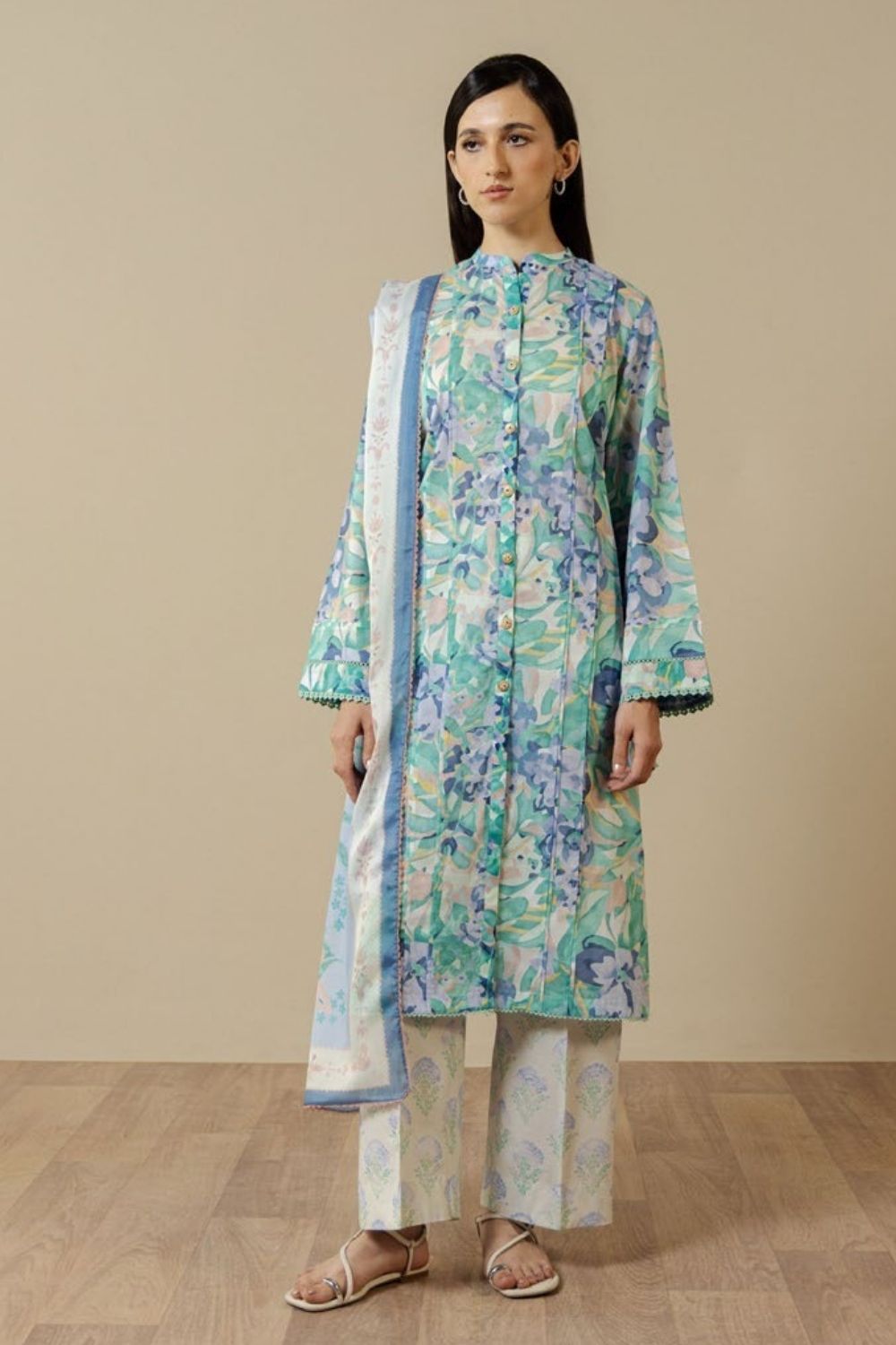 Zara Shahjahan 3 Pc Unstitched Printed Lawn Suit Elaris-6B