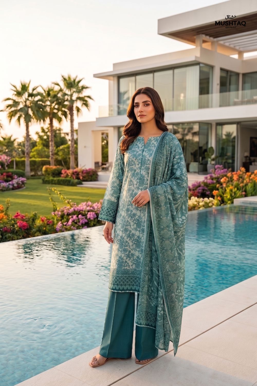 Mushtaq 3Pcs Unstitched Printed Lawn Sapphire Collection Desgin - 10