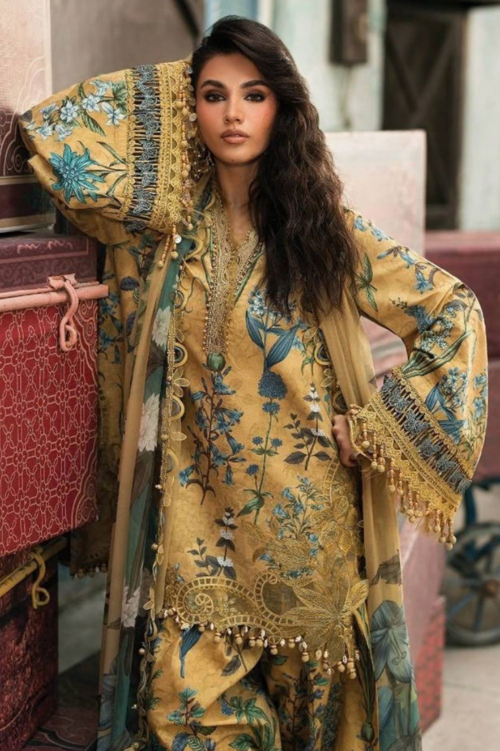 Maria B 3 Piece Unstitched Embroidered Cambric Suit MPT-3106-A