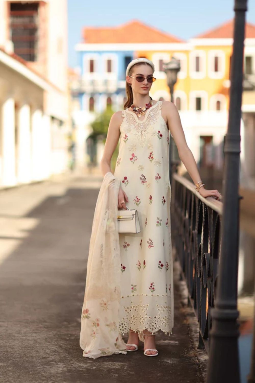 Noor By Saadia Asad Embroidered Lawn Suits Unstitched 3 Piece Luxury Collection D8 - A - Vanilla Mist