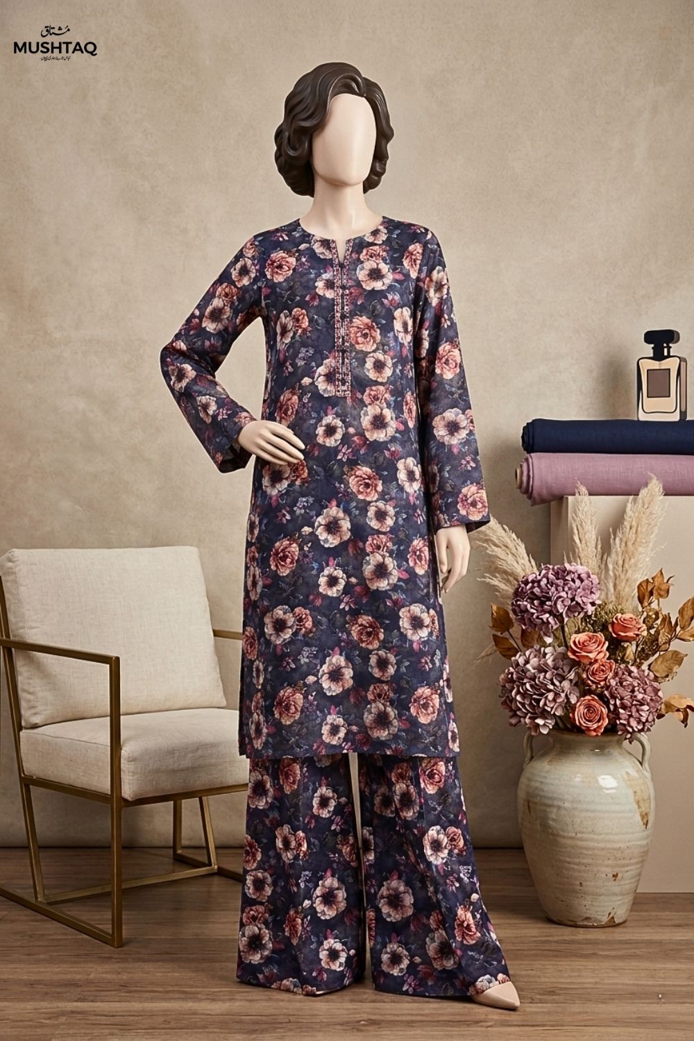 Mushtaq Noor-e-aain Collection 2Pcs Printed Lawn Desgin - 1