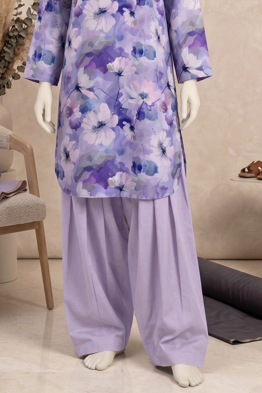 2Pcs Unstitched Printed Aiesh Lawn Collection Desgin - 1