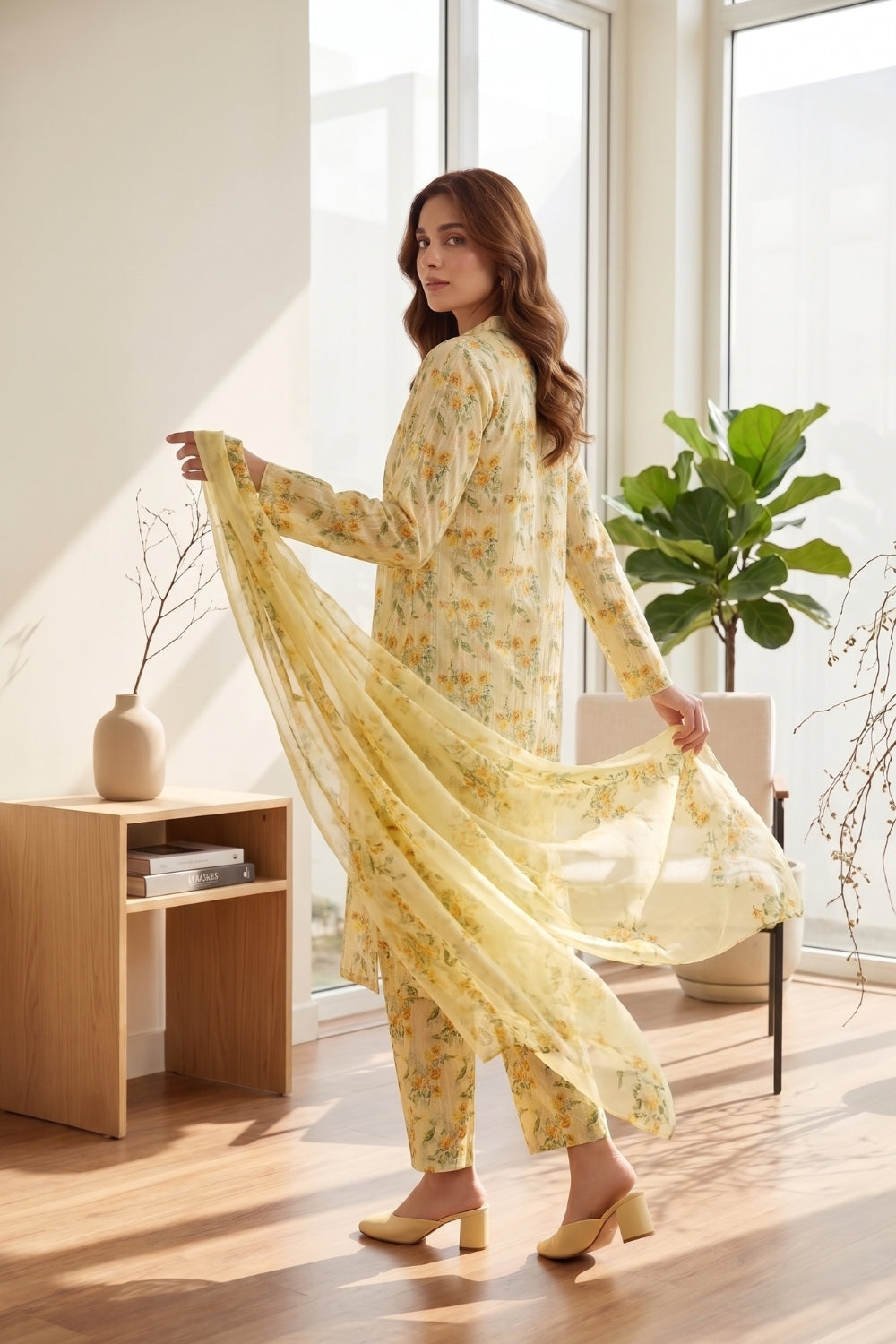 Mushtaq 3Pcs Unstitched Tulip Embroidered Lawn Collection Desgin - 1