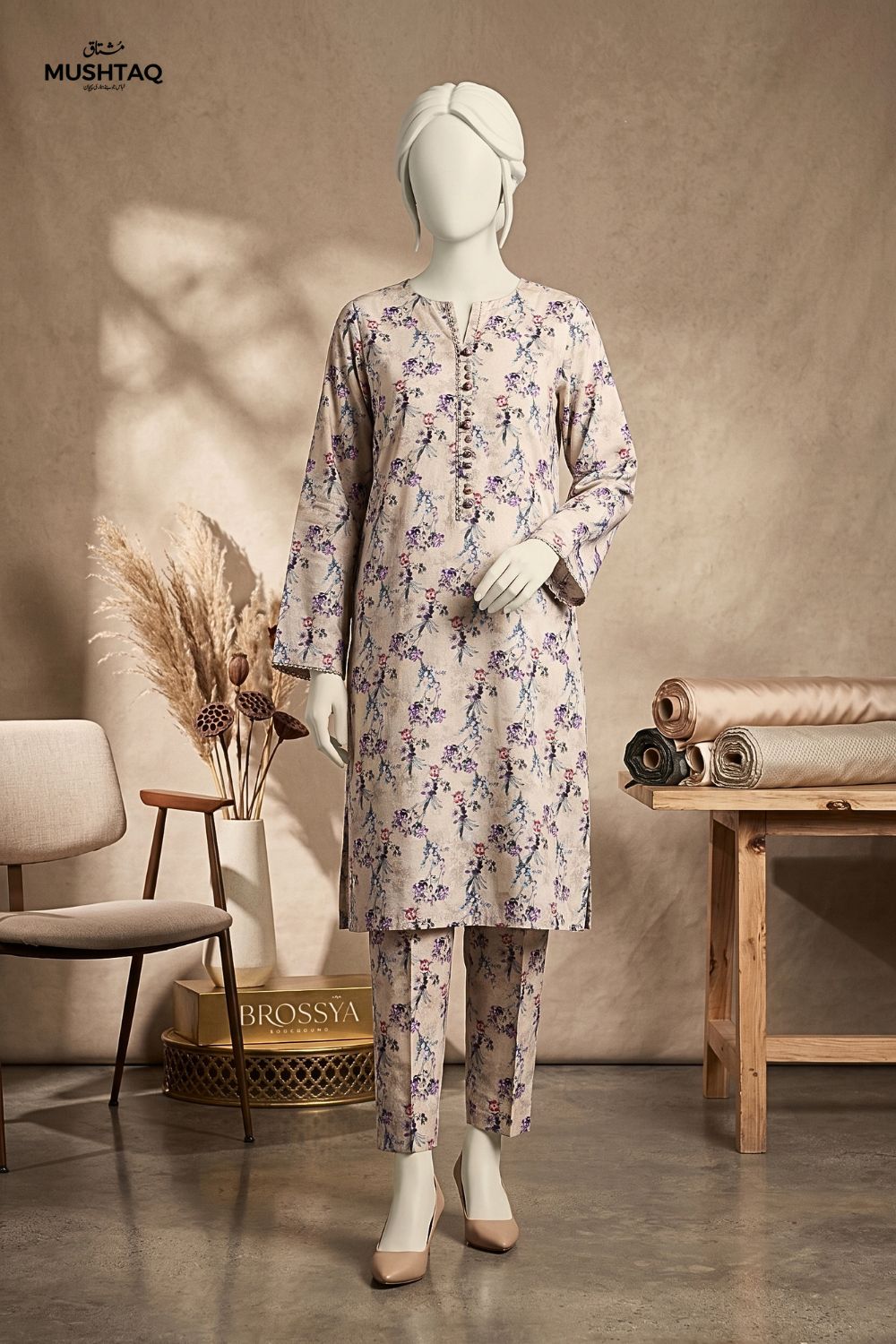 2Pcs Unstitched Printed Noor Lawn Collection Desgin - 1