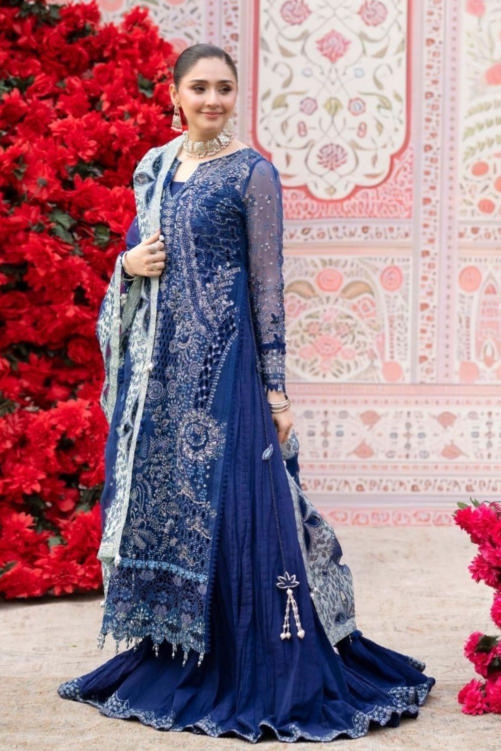 Nureh Johoomro 3 Piece Unstitched Embroidered Luxury Organza Suit NL-99 Mia