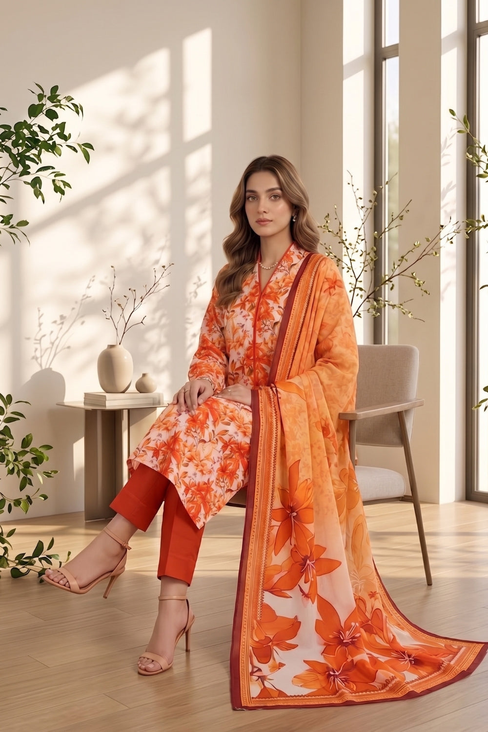 Mushtaq 3Pcs Unstitched Printed Lawn Suit Rooh Posh Collection Desgin - 7