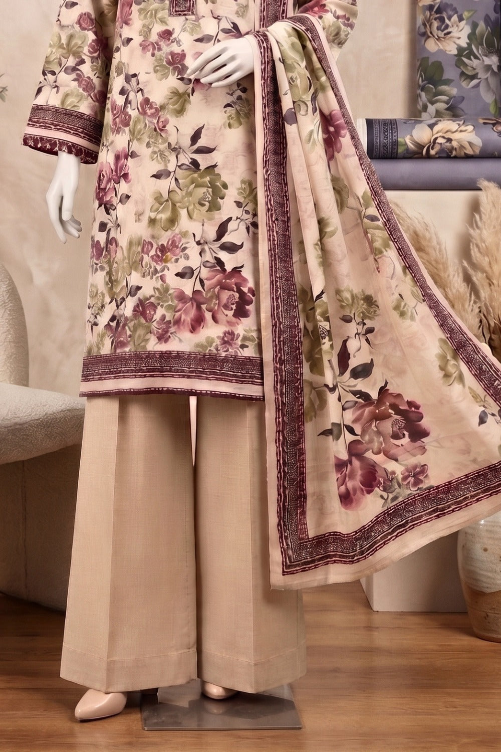 Mushtaq 3Pcs Unstitched Printed Lawn Israa Collection Desgin - 1