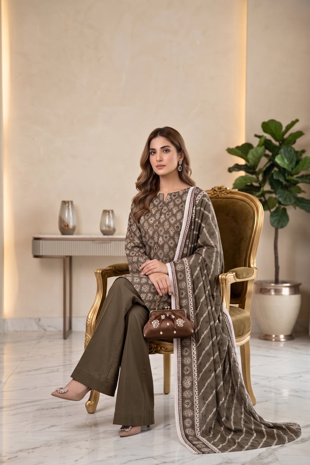 Mushtaq 3Pcs Unstitched Cotton Bella Kt Collection Desgin - 1