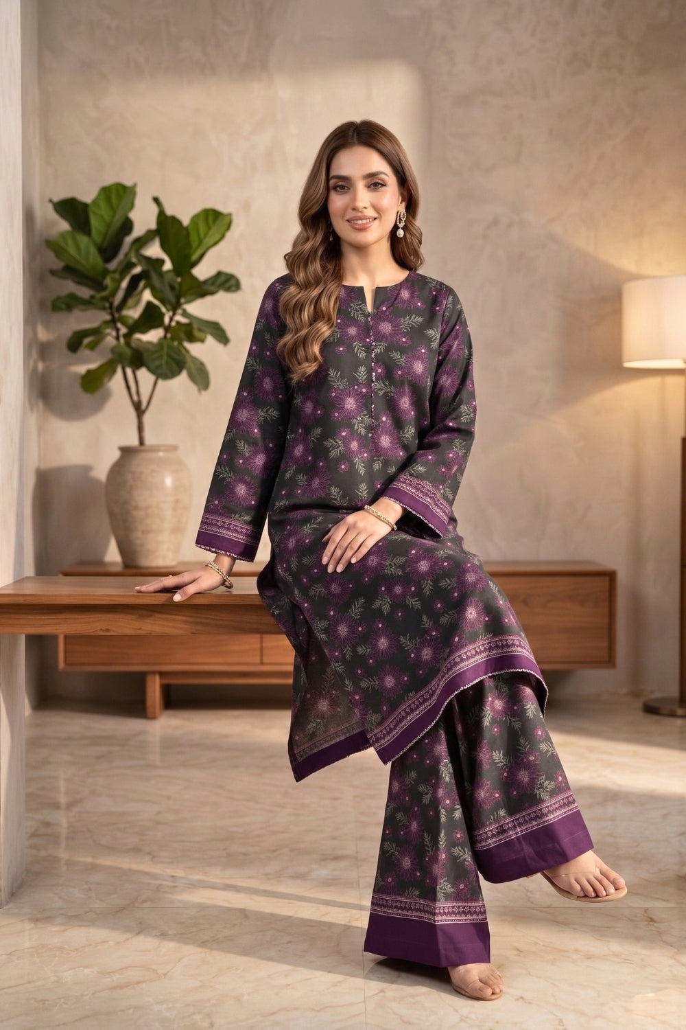 2Pcs Unstitched Printed Khaddar Eshal Collection Desgin - 1