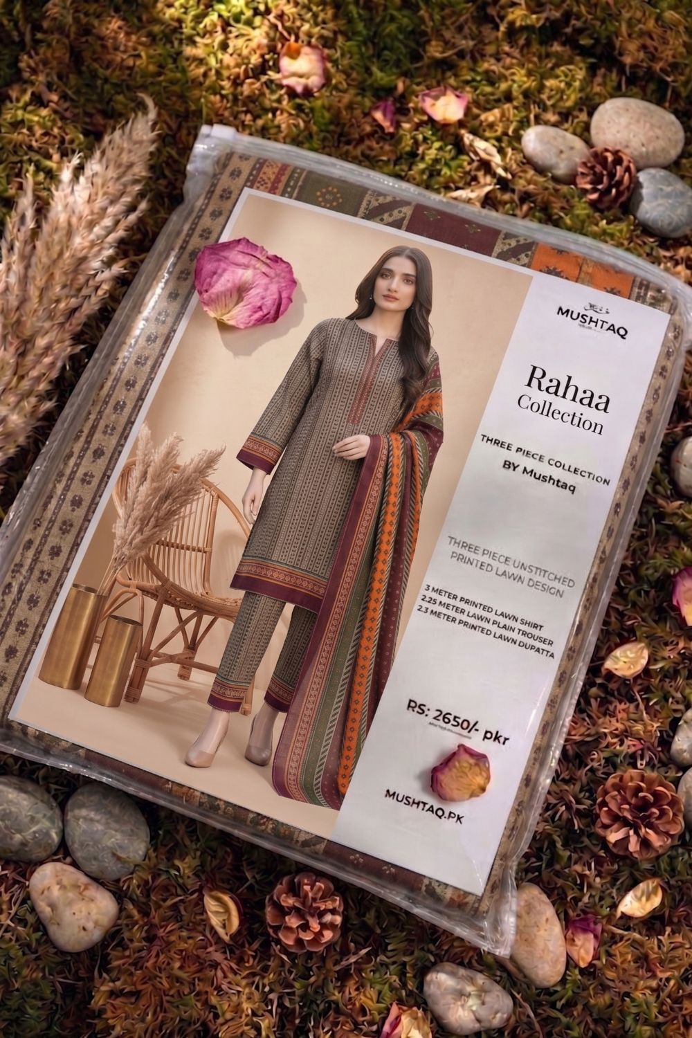 Mushtaq 3Pcs Unstitched Printed Lawn Rahaa Collection Desgin - 3