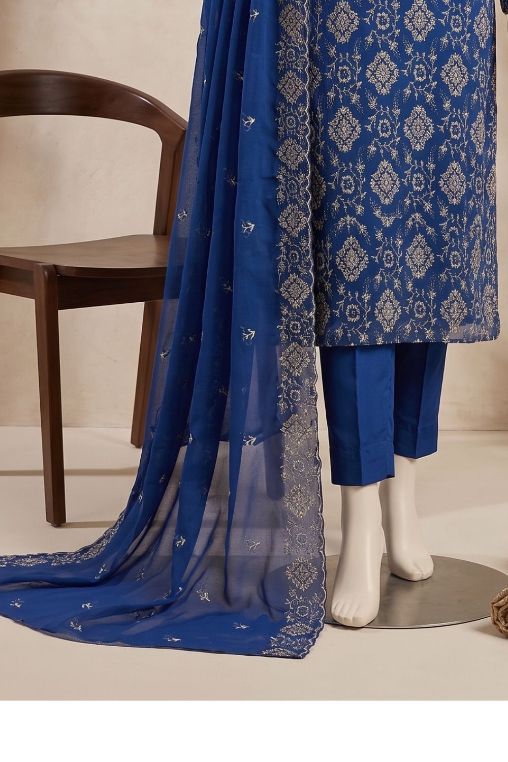 3Pcs Unstitched Embroidered Chiffon Collection Desgin - 01
