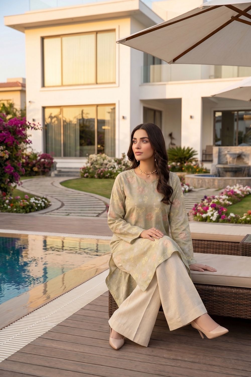 Mushtaq 2Pcs Unstitched Embroidered Lawn Riwayat Collection Desgin - 1