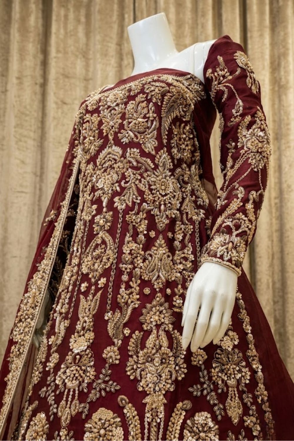 Gul-e-Barat Bridal Wear by MCS Unstitched Handmade Chiffon Farshi Lehnga
