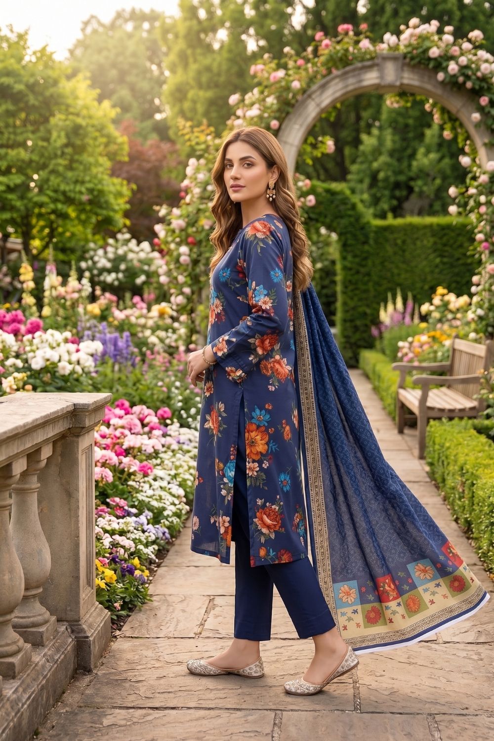 Mushtaq 3Pcs Unstitched Printed Lawn Suit Emaan Collection Desgin - 1
