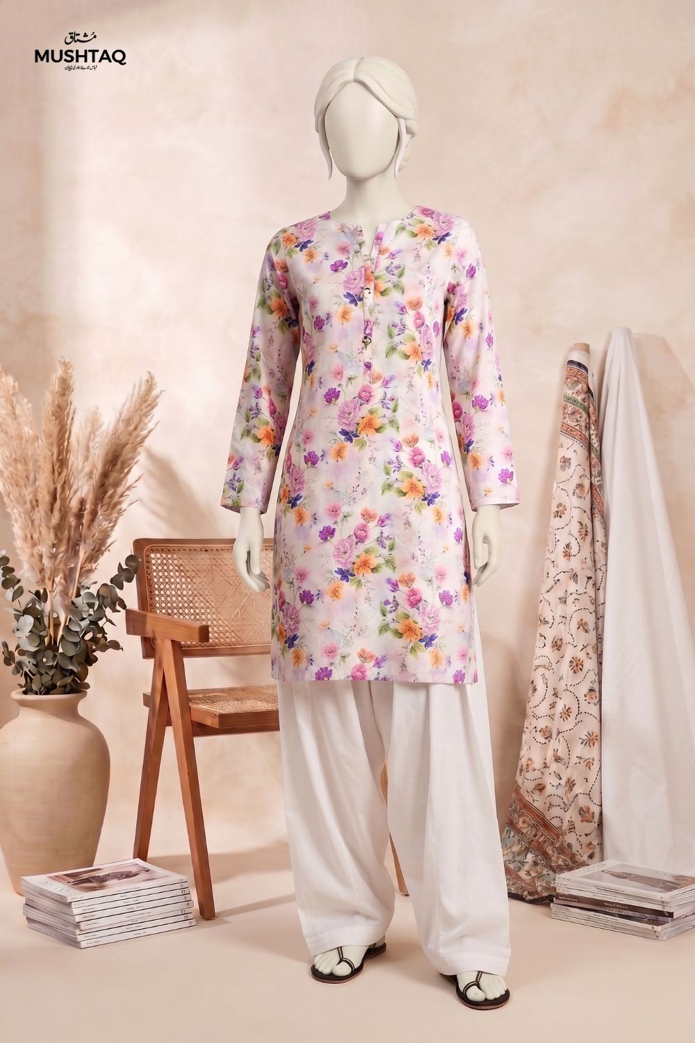 2Pcs Unstitched Printed Lawn Satrangi Collection Desgin - 2