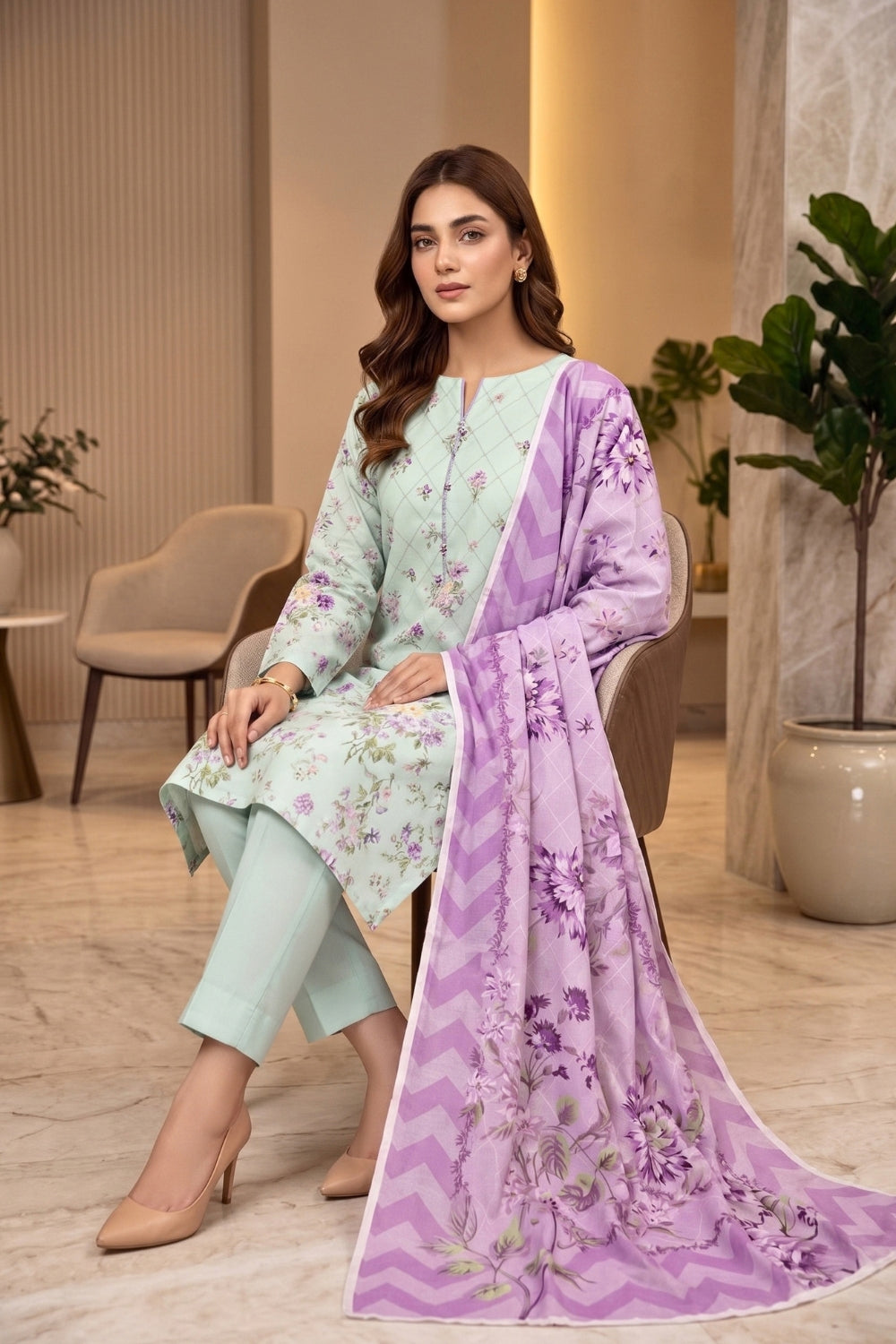 Mushtaq 3Pcs Unstitched Karandi Sajal Collection Desgin - 1