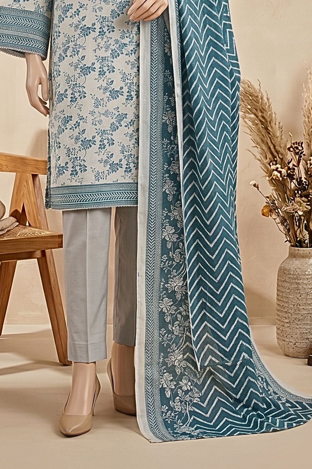 Mushtaq Zimal Collection 3Pcs Unstitched Printed Lawn Desgin - 1