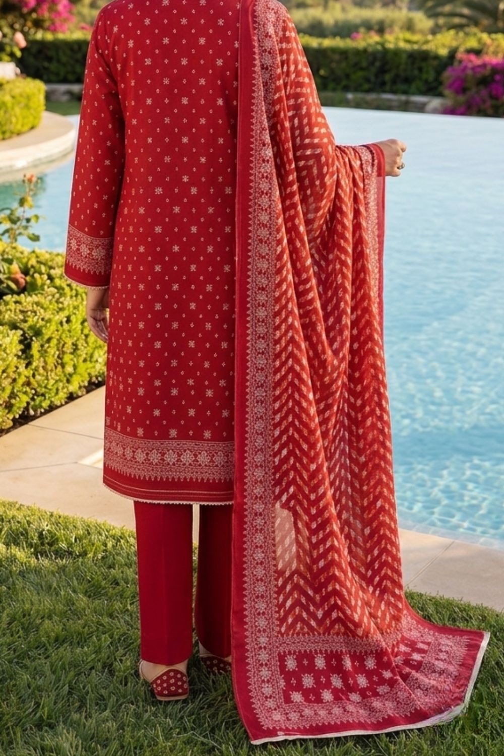Mushtaq 3Pcs Unstitched Printed Lawn Aizal Collection Desgin - 8
