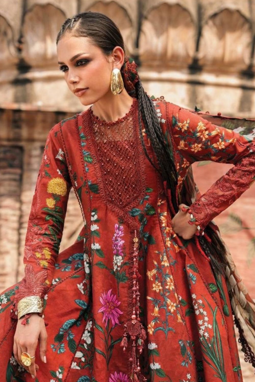 Maria B 3 Piece Unstitched Embroidered Cambric Suit MPT-3106-B
