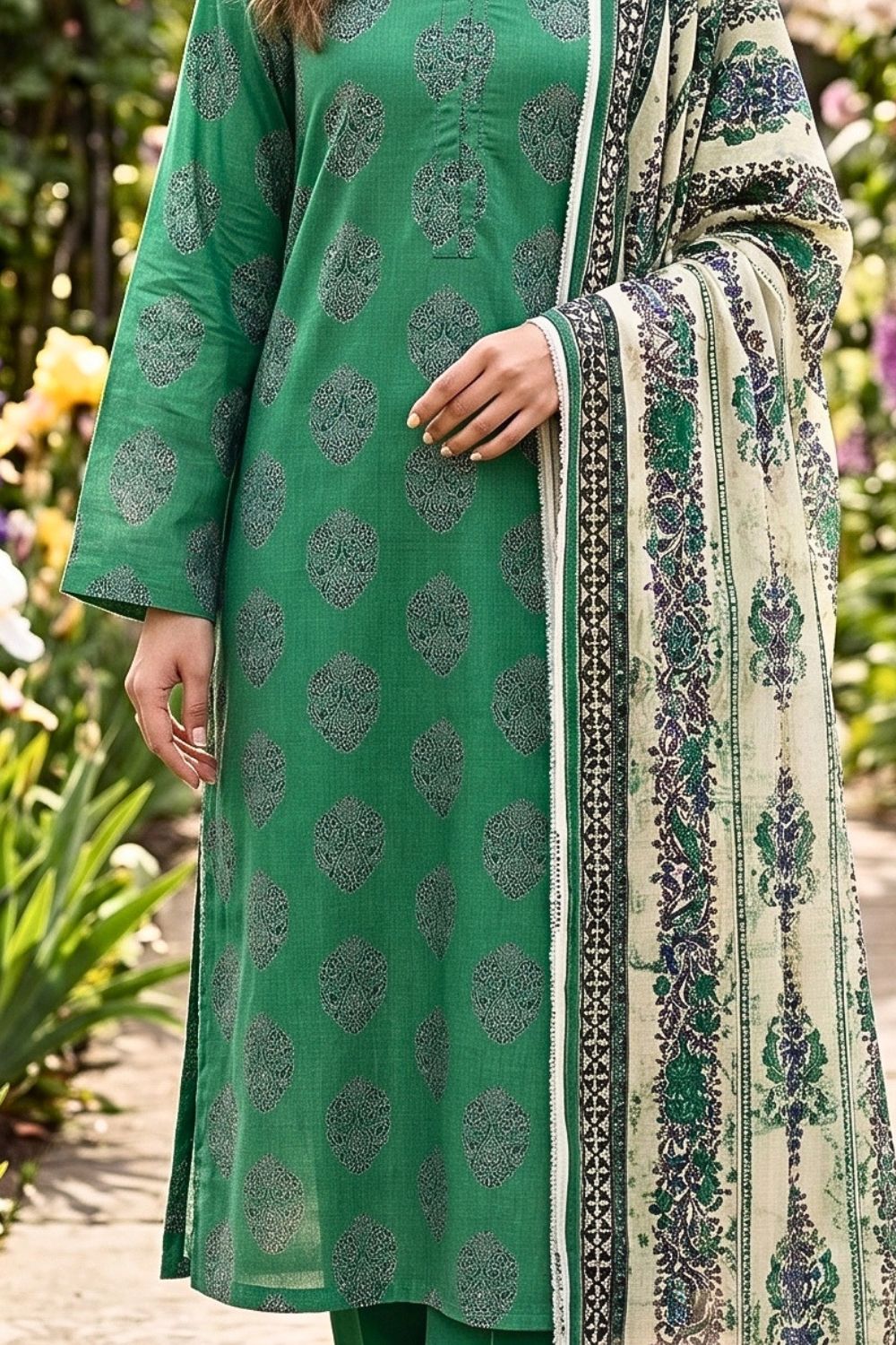 Mushtaq 3Pcs Unstitched Printed Lawn Suit Aiman Collection Desgin - 1