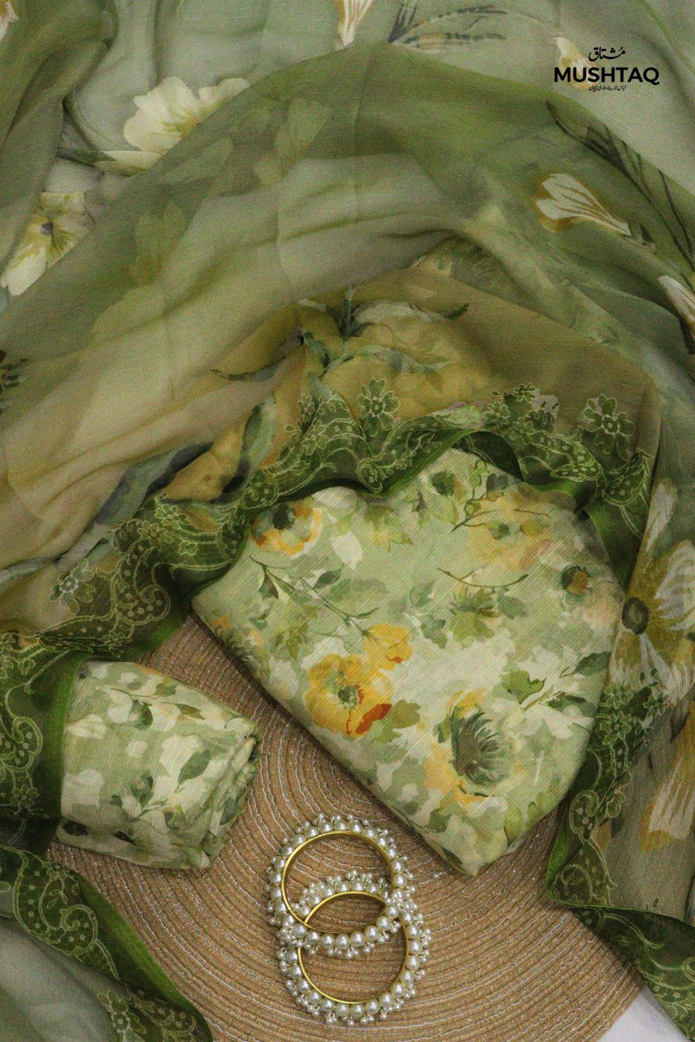 3Pcs Printed Lawn Suit & Chiffon Dupatta Desgin - 5