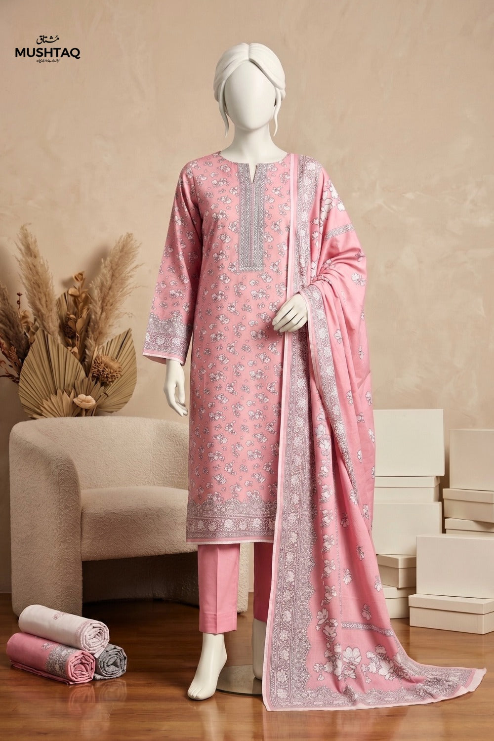 Mushtaq 3Pcs Unstitched Printed Lawn Israa Collection Desgin - 2