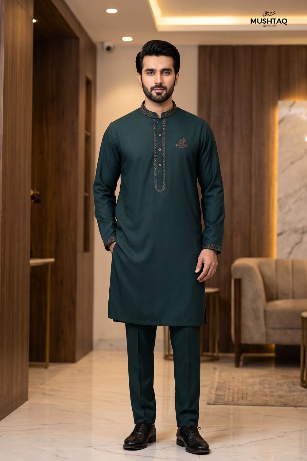 Mens Unstitched Embroiderd Wash & Wear Suit Desgin - 2