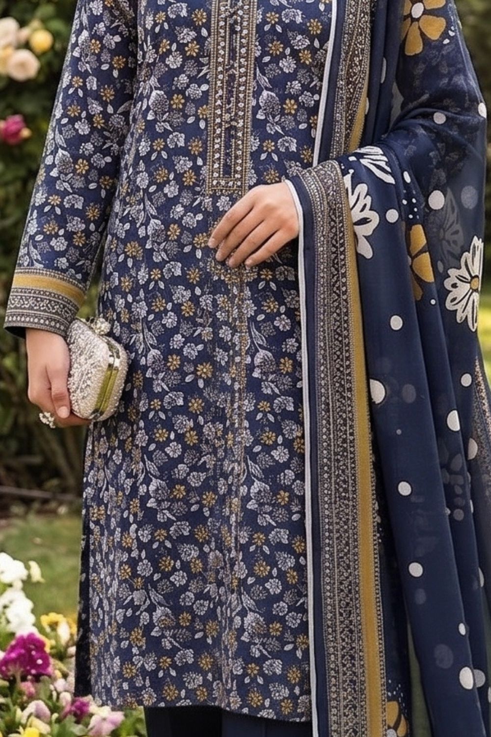 Mushtaq 3Pcs Unstitched Printed Lawn Alizy Collection Desgin - 7