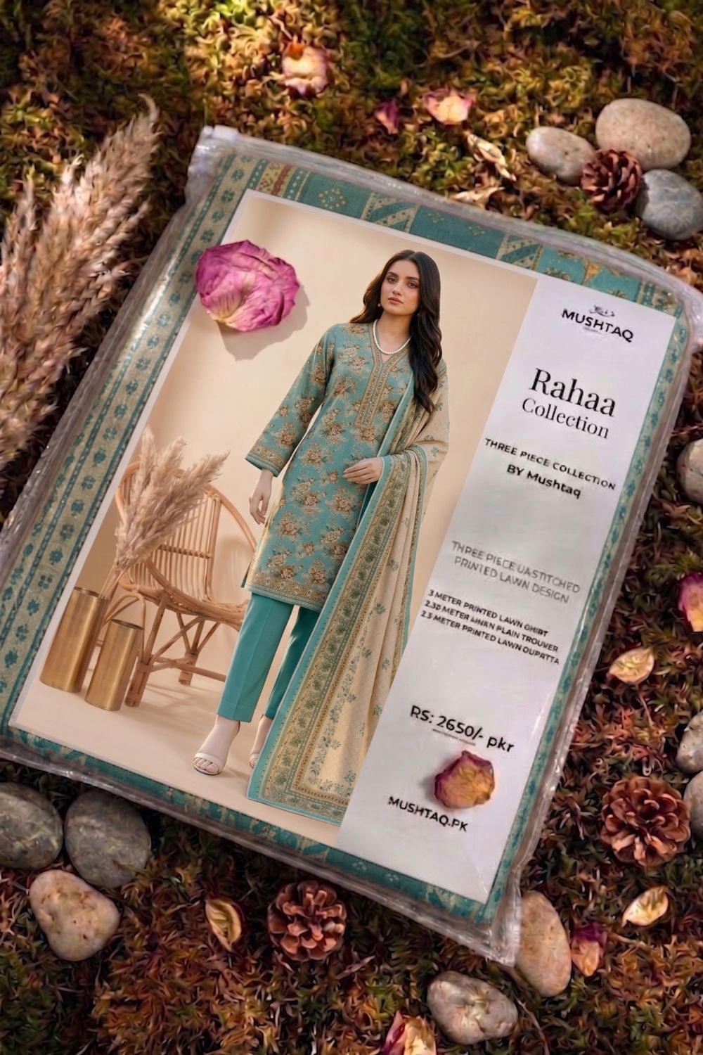 Mushtaq 3Pcs Unstitched Printed Lawn Rahaa Collection Desgin - 2